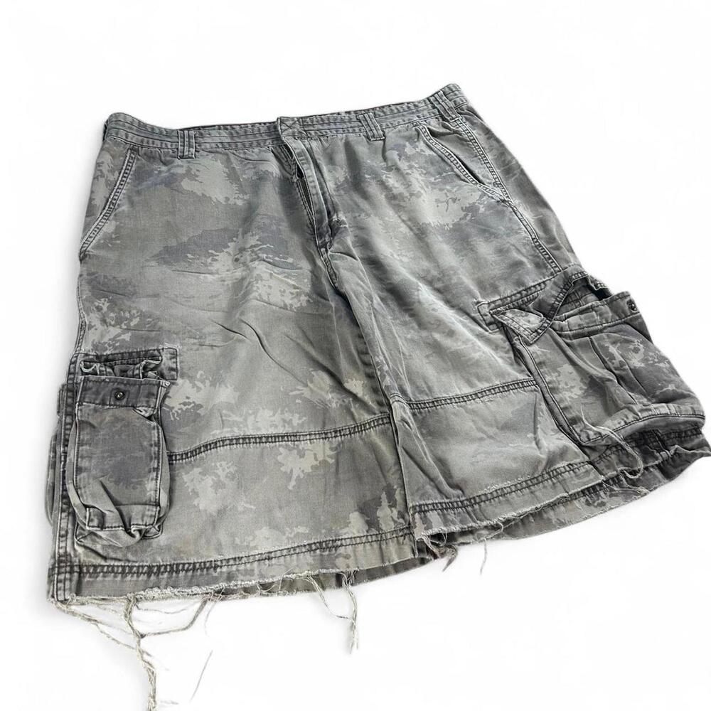 Baggy Vintage Double Knee Cargo Faded Camo Shorts Distressed Skater Grunge